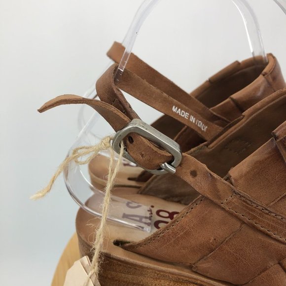 NWT A.S.98 Brown Braided Leather Nasser Platform wedge Slingback sandals 40 - Picture 5 of 16